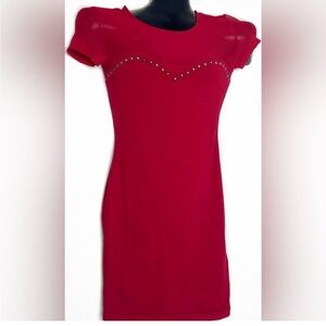 H&M Red Mini Dress with Studded Detail